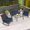 Costway 4 PCS Wicker Rocking Set with Loveseat & Coffee Table Heavy-Duty Metal Frame